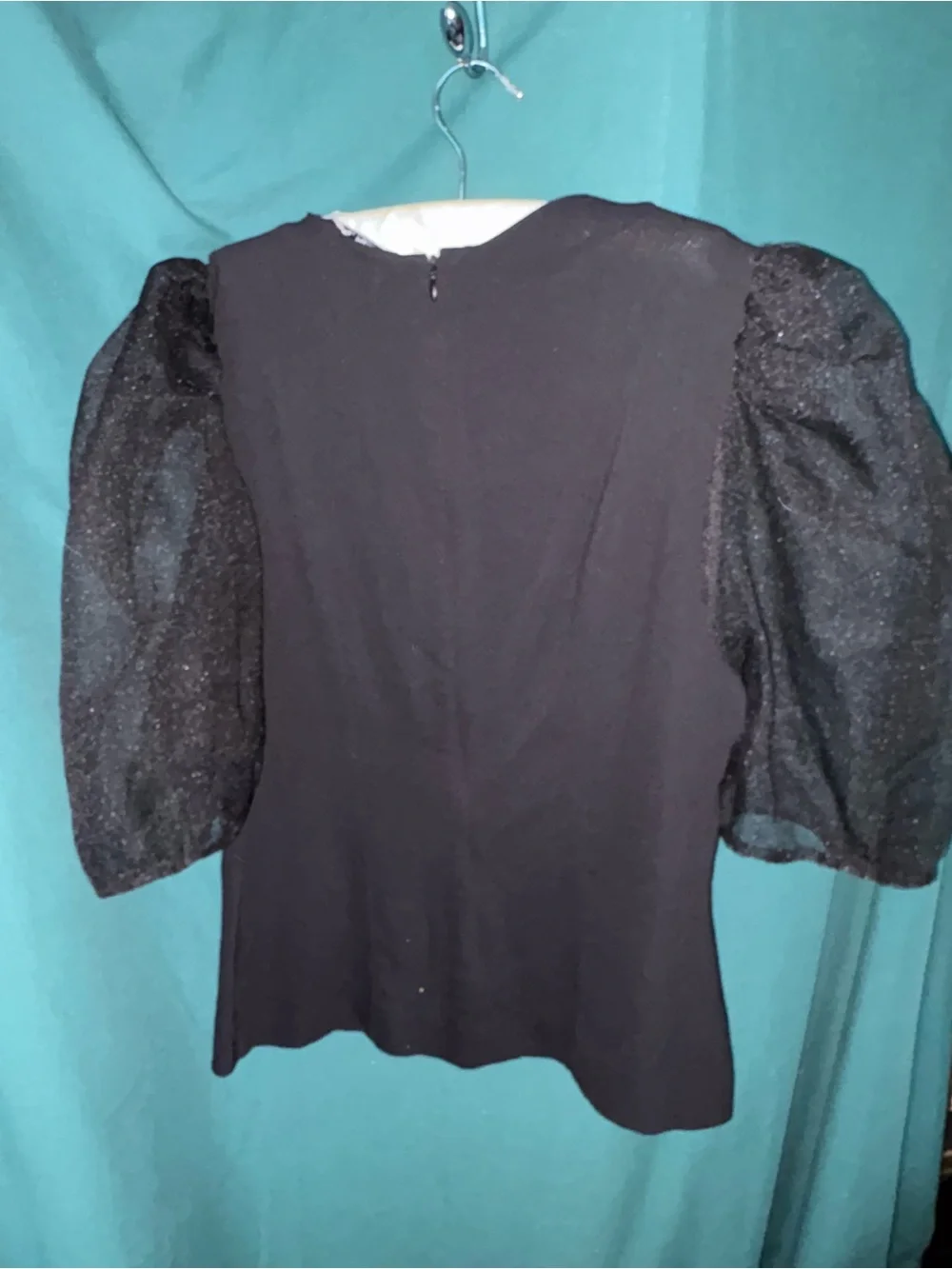 Zara Black chiffon Puff-Sleeve Blouse - Picture 5 of 8